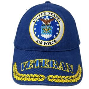 United States Air Force Veteran Slideback Baseball Cap Blue One Size Embroidered